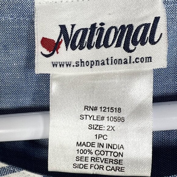 National Women 2X Chambray Striped Nautical Embroidery Dress Costal Beachy Artsy - Picture 13 of 15